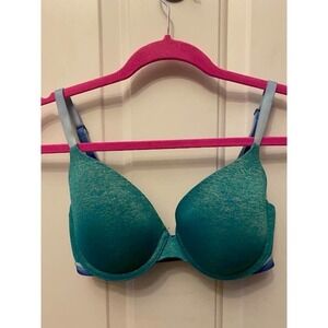 Victoria's Secret Uplift Semi-Demi Bra 34D Green and Blue